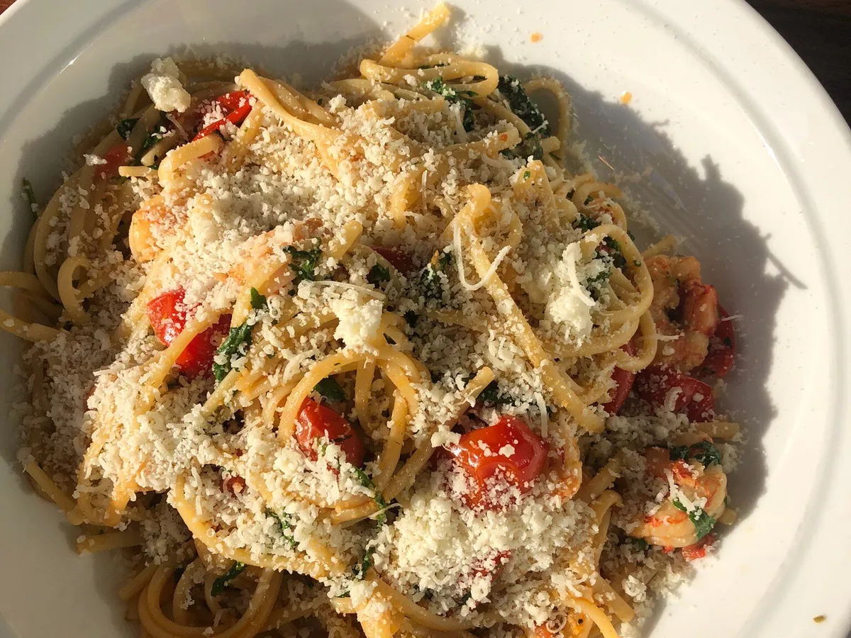 House-made linguine with prawns